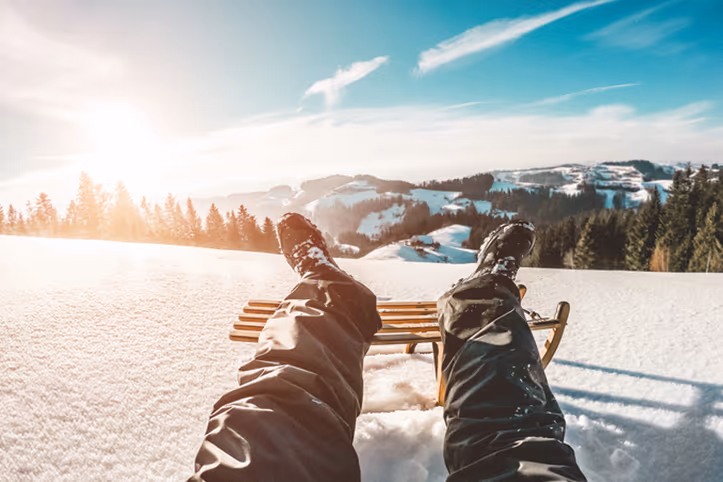 Austrian ski resort in the Tyrol under snow