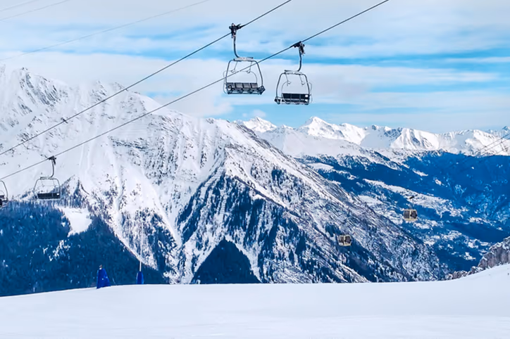 Chamonix ski resort under snow