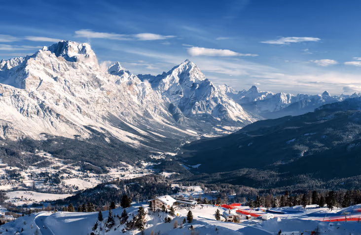 Cortina ski resort under snow