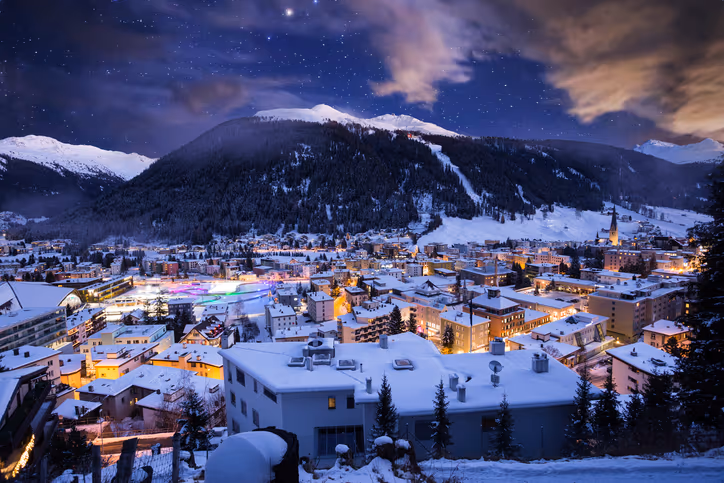 Davos ski resort under snow