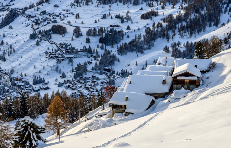 La Thuile ski resort under snow