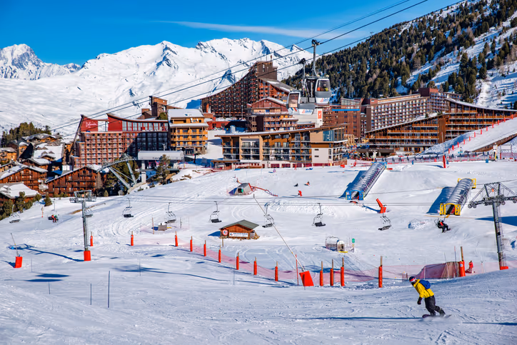 Les Arcs ski resort under snow