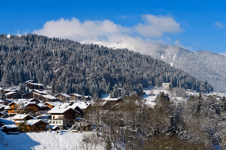 Morzine ski resort under snow