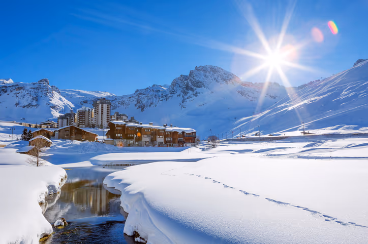 Tignes ski resort under snow