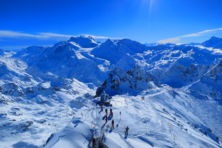 Verbier ski resort under snow