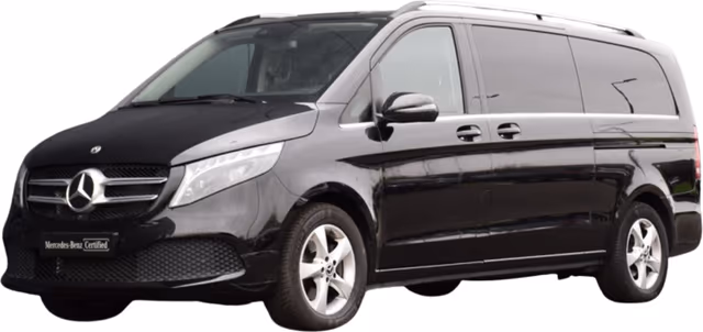 Black Mercedes V-Class people carrier