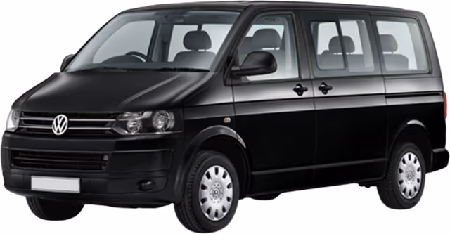 Schwarzer Volkswagen Transporter Kleinbus
